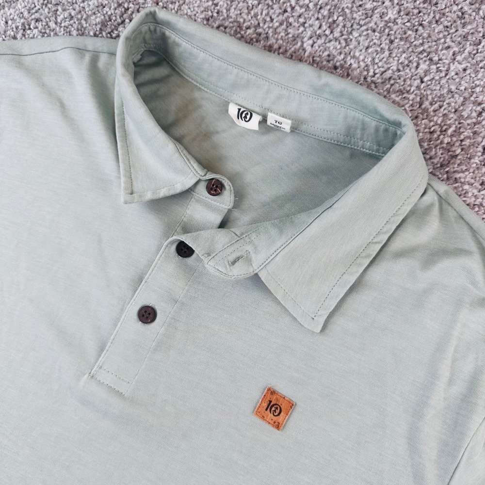 Tentree Polo Shirt Mens XL Green Sustainable Tencel Organic Cotton Preppy